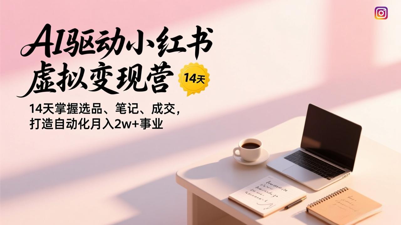 AI驱动小红书虚拟变现营,14天掌握选品、笔记、成交,打造自动化月入2w+事业-聚业