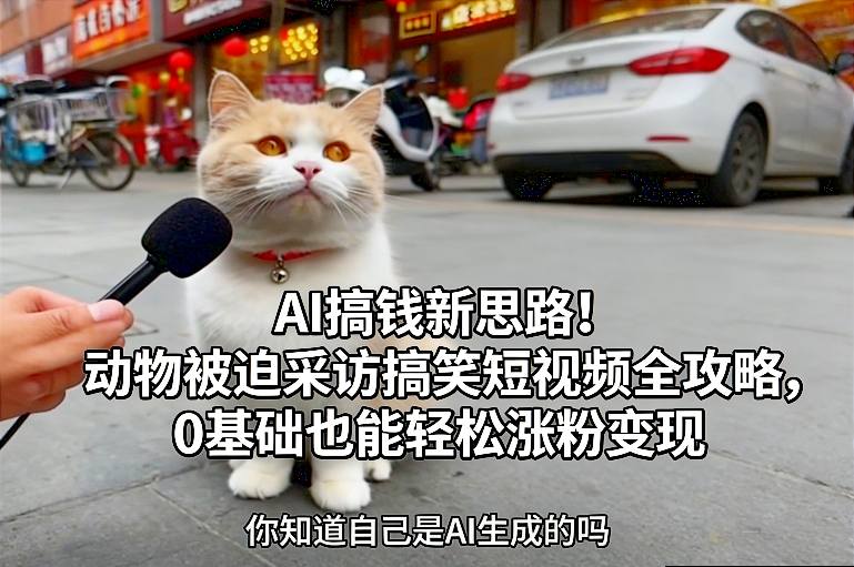 AI搞钱新思路!动物被迫采访搞笑短视频全攻略,0基础也能轻松涨粉变现-聚业