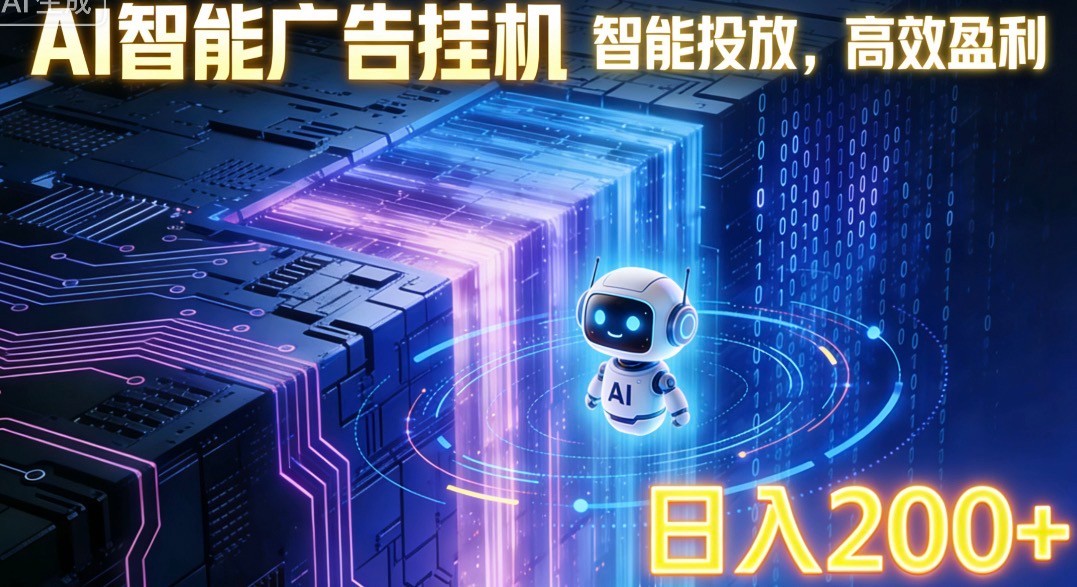 ai智能广告挂机项目,合规挂载广告即可赚取收益,单日收益可达400~500+-聚业