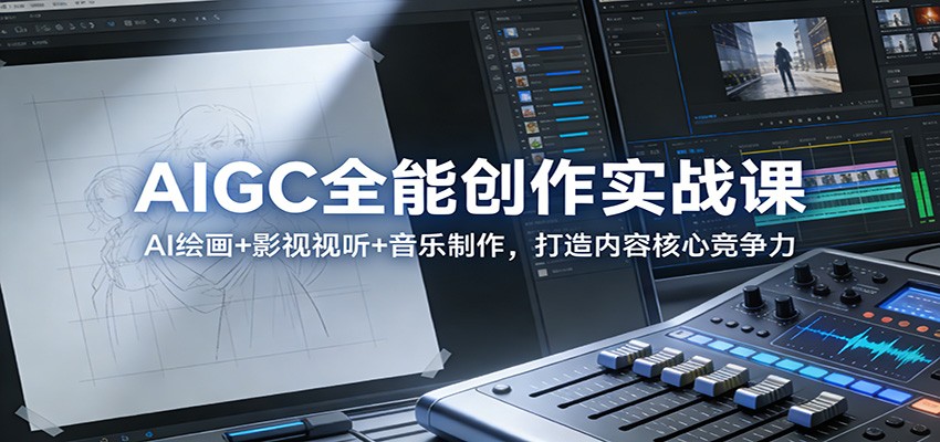 AIGC全能创作实战课:AI绘画+影视视听+音乐制作,打造内容核心竞争力-聚业