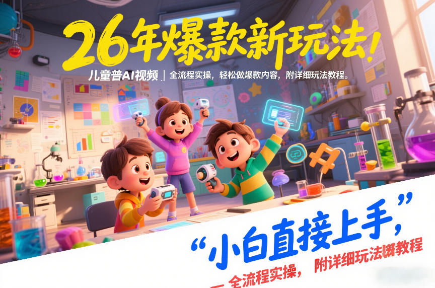 26年爆款新玩法,儿童科普AI视频,全流程实操,轻松做爆款内容,小白直接上手,附详细玩法教程-聚业