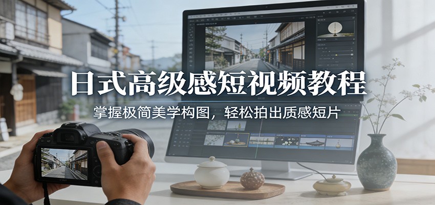 日式高级感短视频教程:掌握极简美学构图,轻松拍出质感短片-聚业