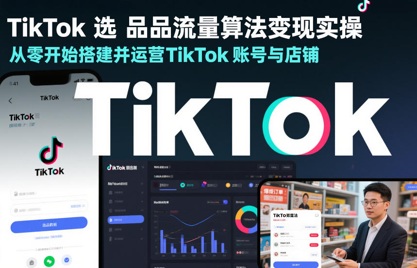 TikTok选品流量算法变现实操,从零开始搭建并运营TikTok账号与店铺-聚业