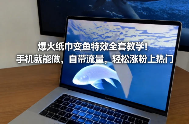 爆火纸巾变鱼特效全套教学!手机就能做,自带流量,轻松涨粉上热门-聚业