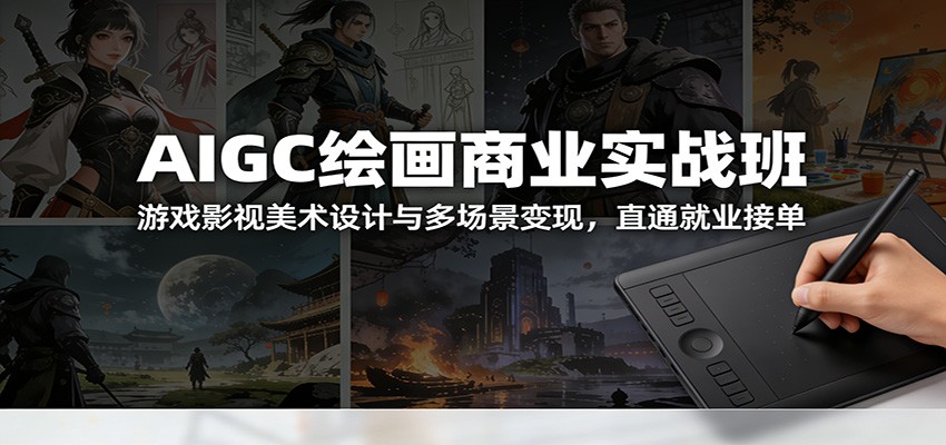 AIGC绘画商业实战班：游戏影视美术设计与多场景变现，直通就业接单-聚业