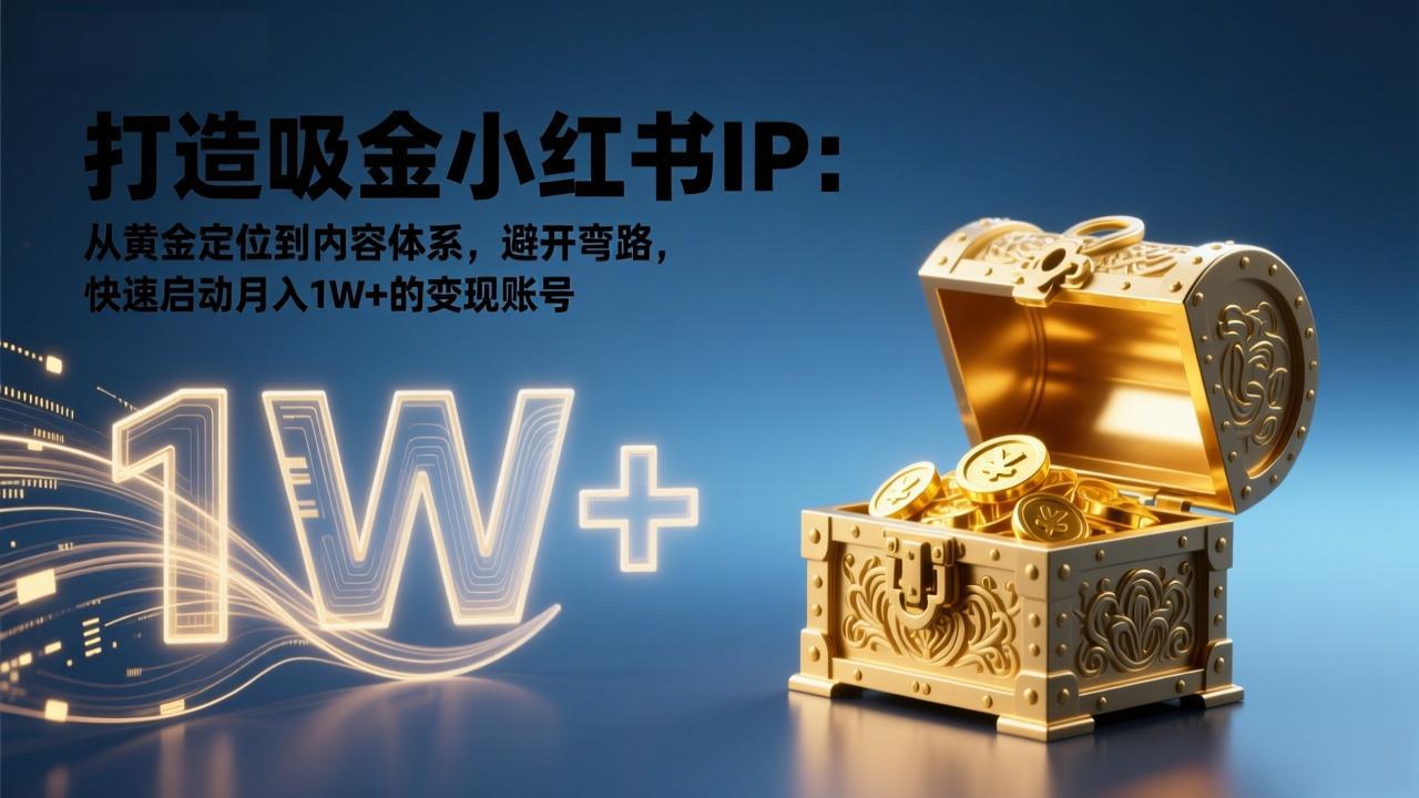 打造吸金小红书IP:从黄金定位到内容体系,避开弯路,快速启动月入1W+的变现账号-聚业