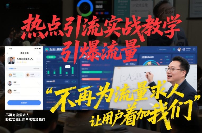 热点引流实战教学，引爆流量，不再为流量求人，轻松实现让用户求着加我们-聚业