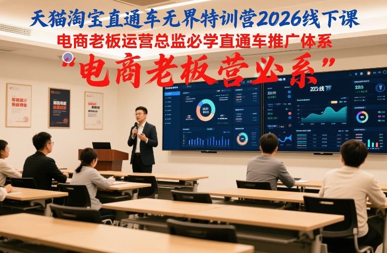 天猫淘宝直通车无界特训营2026线下课，电商老板运营总监必学直通车推广体系-聚业