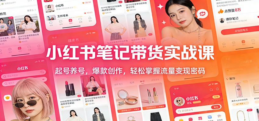 小红书笔记带货实战课：起号养号，爆款创作，轻松掌握流量变现密码-聚业