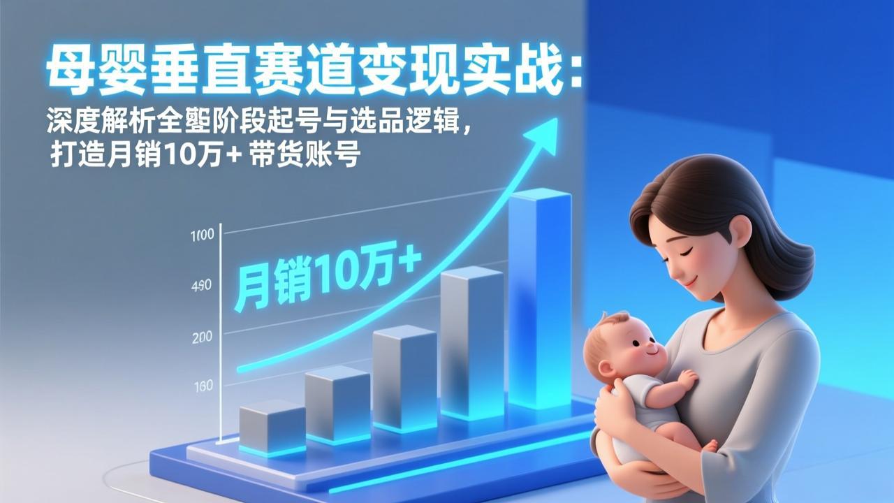 母婴垂直赛道变现实战：深度解析三大阶段起号与选品逻辑，打造月销10万+带货账号-聚业