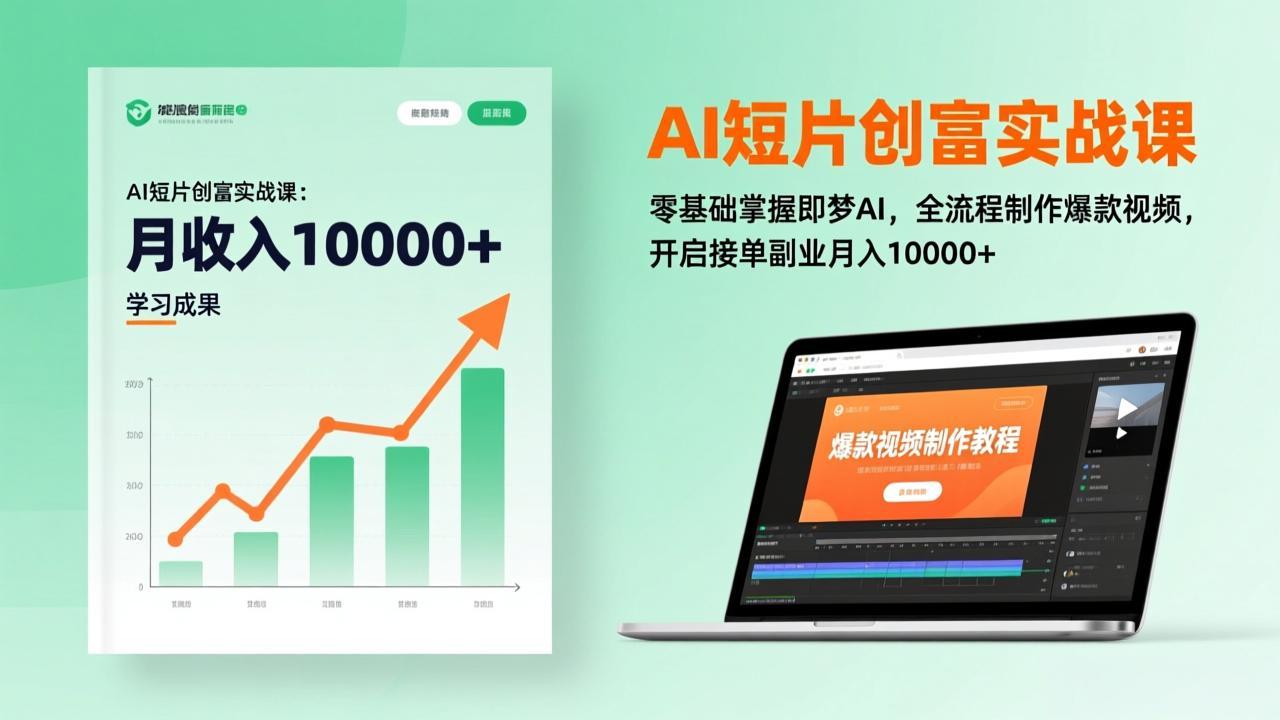 AI短片创富实战课:零基础掌握即梦AI,全流程制作爆款视频,开启接单副业月入10000+(更新-聚业