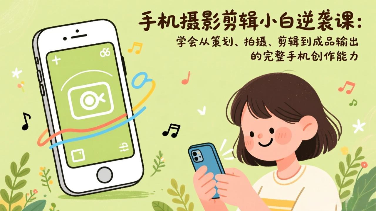 手机摄影剪辑小白逆袭课:学会从策划、拍摄、剪辑到成品输出的完整手机创作能力-聚业