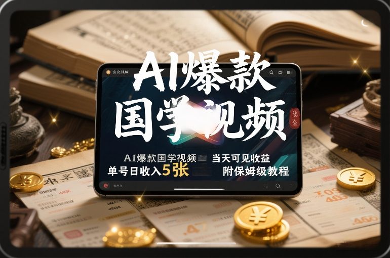 AI爆款国学视频,独家起号方法,小白直接上手,当天可见收益,单号日收入5张+附保姆级教程-聚业