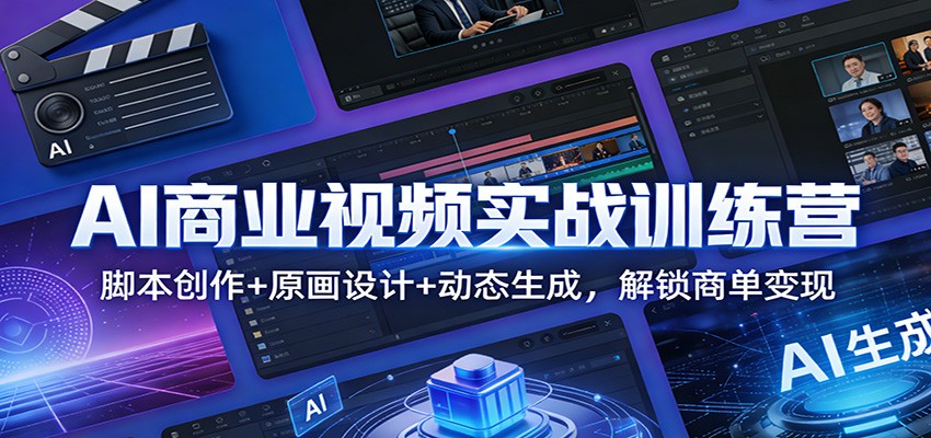 AI商业视频实战训练营:脚本创作+原画设计+动态生成,解锁商单变现-聚业