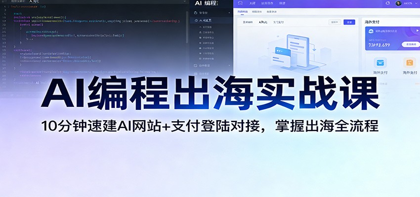 AI编程出海实战课：10分钟速建AI网站+支付登陆对接，掌握出海全流程-聚业