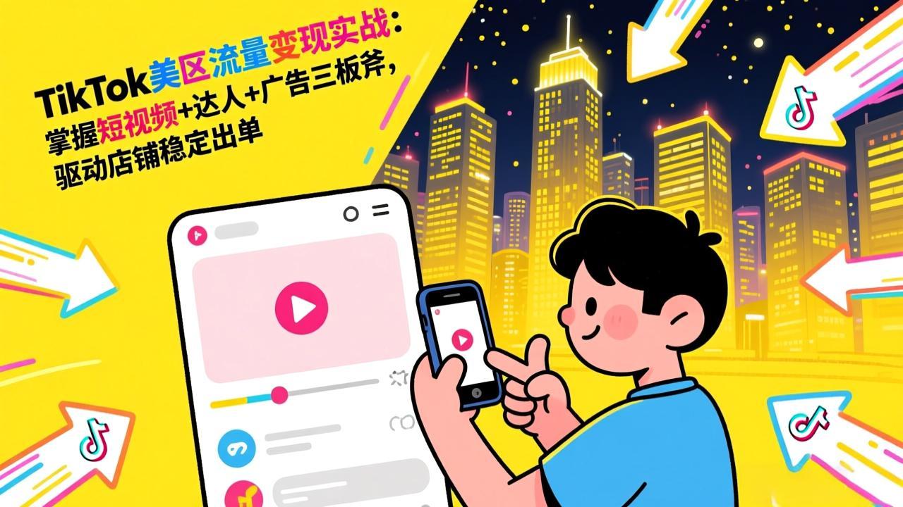 TikTok美区流量变现实战：掌握短视频+达人+广告三板斧，驱动店铺稳定出单-聚业