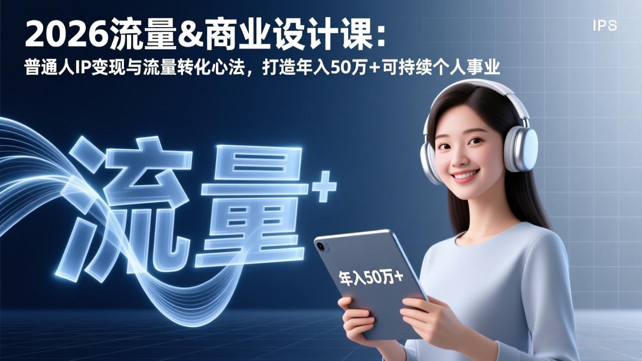 2026流量&商业设计课：普通人IP变现与流量转化心法，打造年入50万+可持续个人事业-聚业