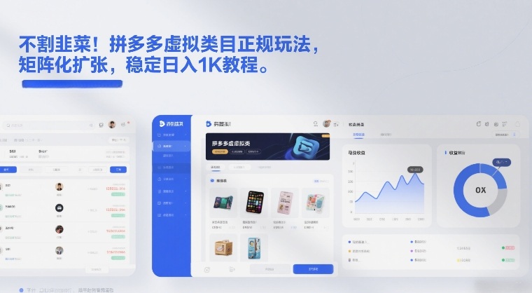 不割韭菜!拼多多虚拟类目正规玩法,矩阵化扩张,稳定日入1K教程【揭秘】-聚业