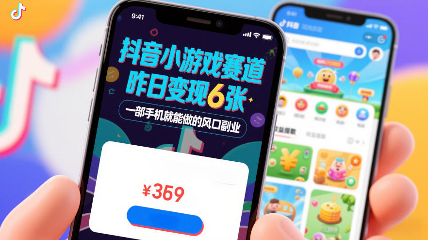 抖音小游戏赛道，昨日变现600+，零基础一部手机就能做的风口副业【揭秘】-聚业