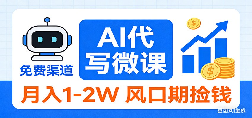 2026告别打工！AI 代写微课，提供免费渠道，月入 1-2W 风口期捡钱-聚业