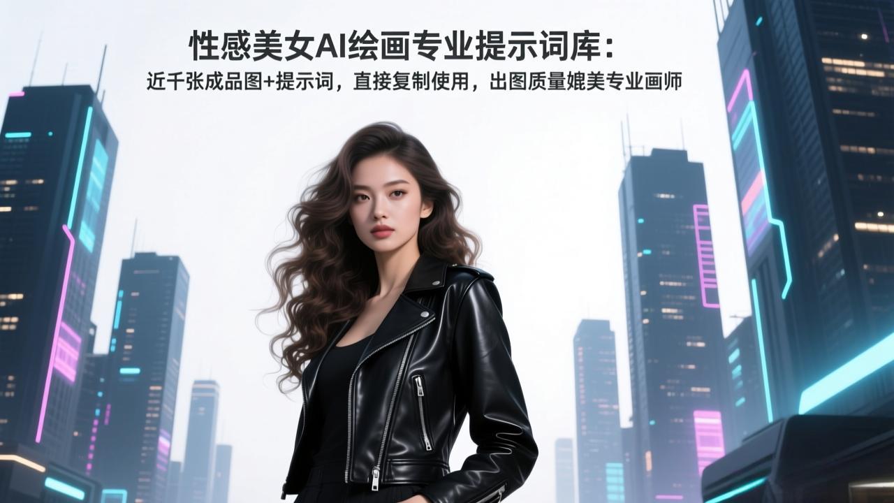 性感美女AI绘画专业提示词库：近千张成品图+提示词，直接复制使用，出图质量媲美专业画师-聚业