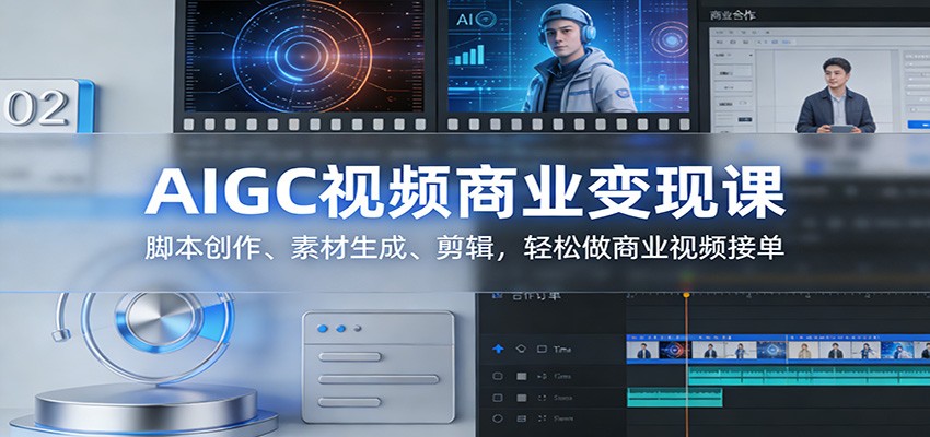 AIGC视频商业变现课：脚本创作、素材生成、剪辑，轻松做商业视频接单-聚业