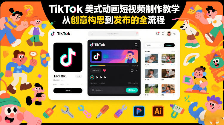 TikTok美式动画短视频制作教学,从创意构思到发布的全流程-聚业