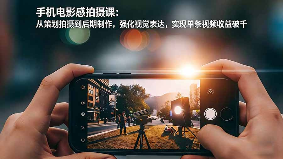 手机电影感拍摄课:从策划拍摄到后期制作,强化视觉表达,实现单条视频收益破千-聚业