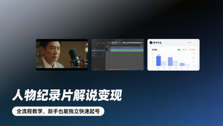 人物纪录片解说变现,全流程教学,新手也能独立快速起号-聚业