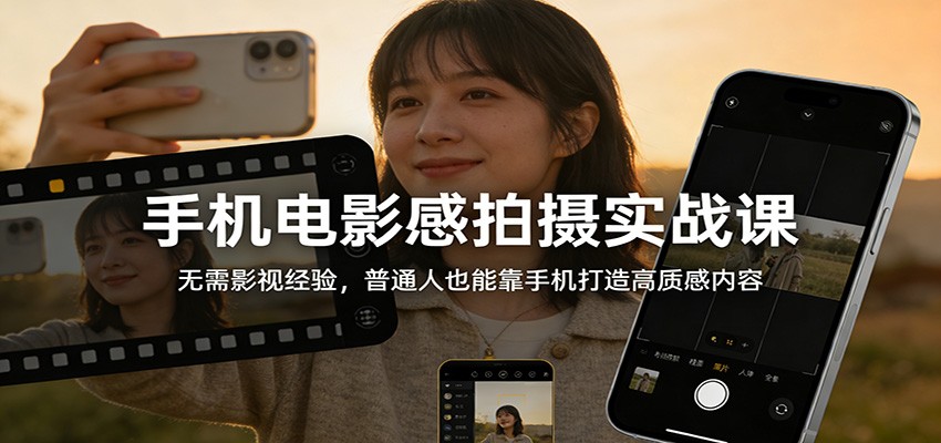 手机电影感拍摄实战课:无需影视经验,普通人也能靠手机打造高质感内容-聚业