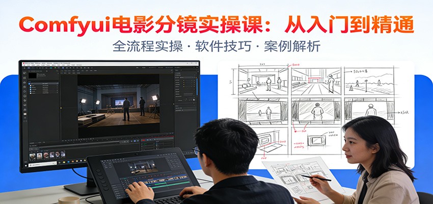 ComfyUI电影分镜实操课:分镜一致性,全流程AI视频制作,零基础也能做专业分镜-聚业