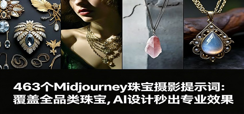 463个Midjourney珠宝摄影提示词:覆盖全品类珠宝,AI设计秒出专业效果-聚业