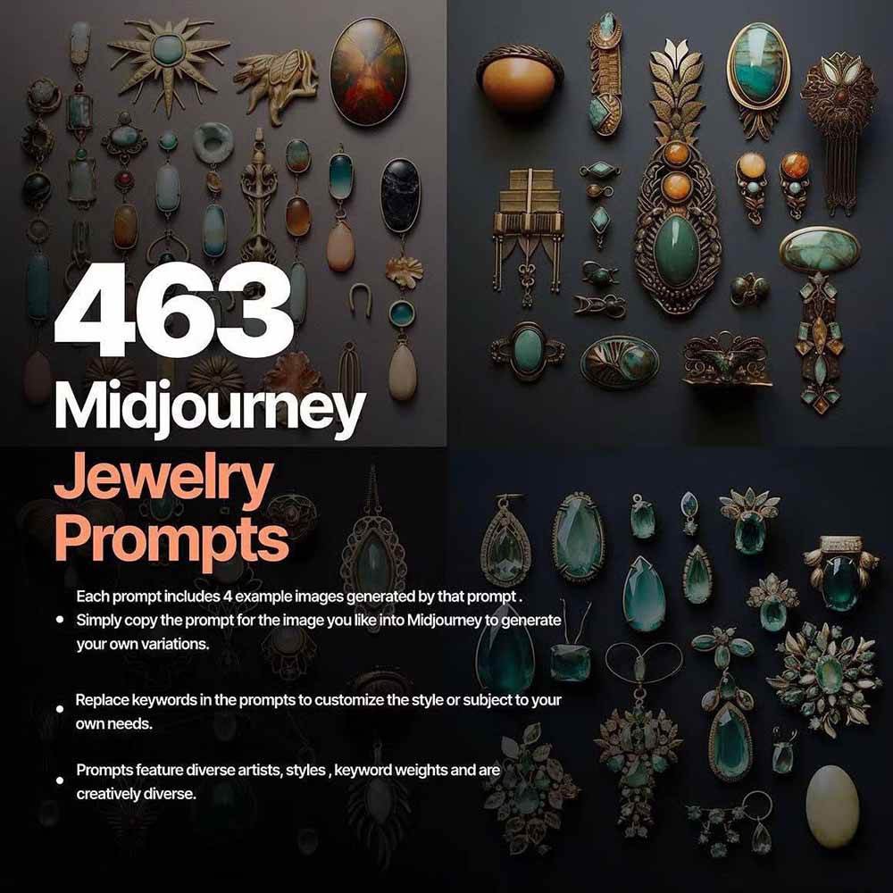图片[2]-463个Midjourney珠宝摄影提示词：覆盖全品类珠宝，AI设计秒出专业效果-聚业