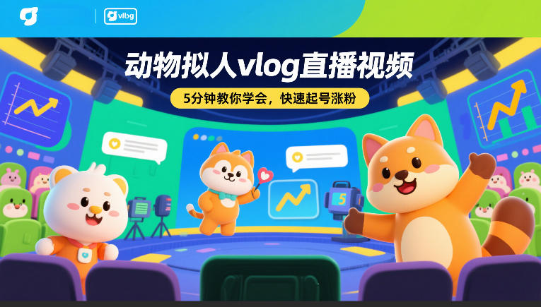 动物拟人vlog直播视频,5分钟教你学会,快速起号涨粉-聚业
