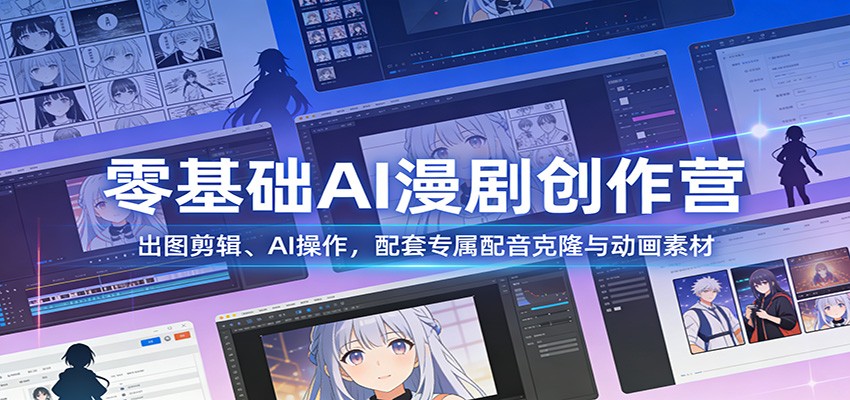 零基础AI漫剧创作营:出图剪辑、AI操作,配套专属配音克隆与动画素材-聚业