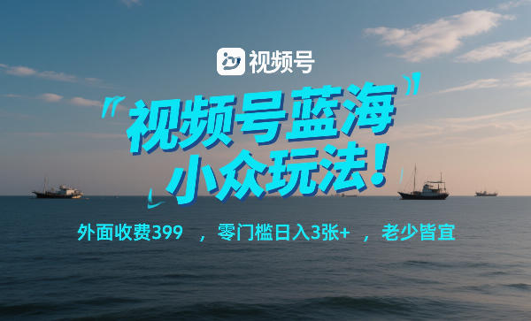 视频号蓝海小众玩法!外面收费399,零门槛日入3张+,老少皆宜-聚业