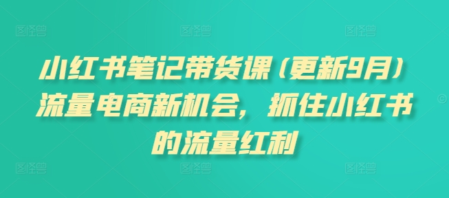 小红书笔记带货课,流量电商新机会,抓住小红书的流量红利(更新26年2月)-聚业