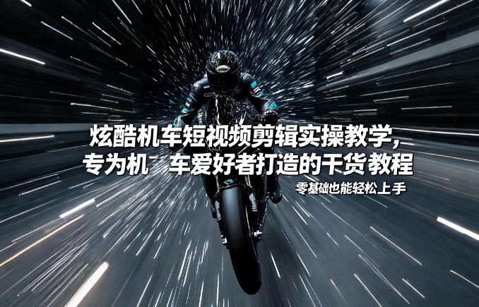 炫酷机车短视频剪辑实操教学,专为机车爱好者打造的干货教程,零基础也能轻松上手-聚业