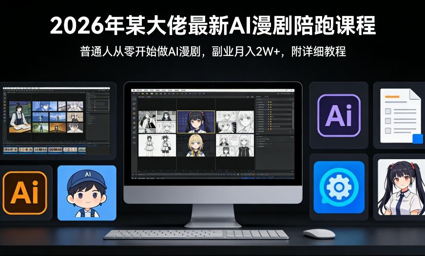 26年某大佬最新Ai漫剧陪跑课程,普通人从零开始做AI漫剧,副业月入2W+-聚业