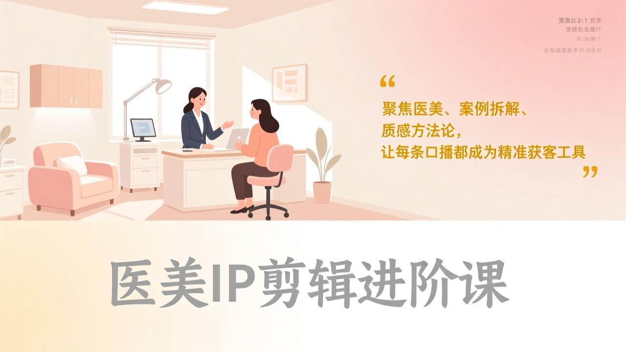 医美IP剪辑进阶课,聚焦医美、案例拆解、质感方法论,让每条口播都成为精准获客工具-聚业