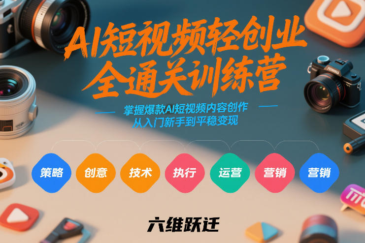 AI短视频轻创业全通关训练营,掌握爆款AI短视频内容创作,从入门新手到平稳变现的六维跃迁-聚业