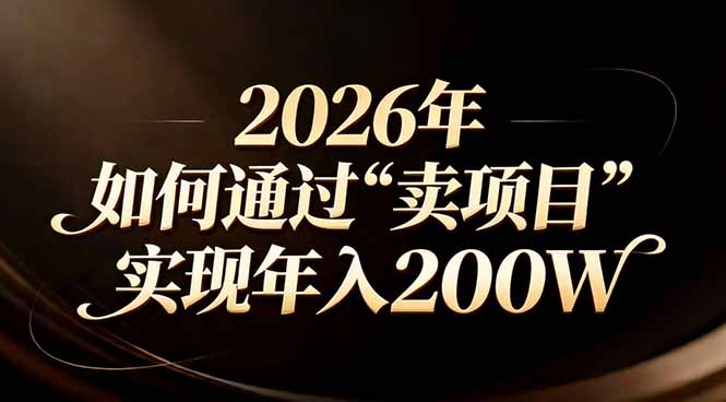 站在2026年的十字路口:一个普通人如何通过卖项目实现年入200万-聚业