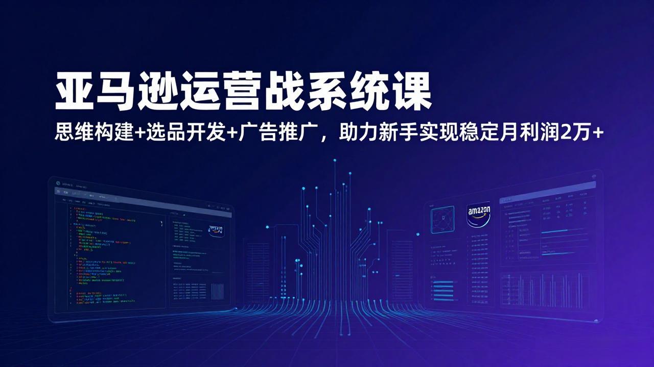 亚马逊运营实战系统课，思维构建+选品开发+广告推广，助力新手实现稳定月利润2万+(更新-聚业