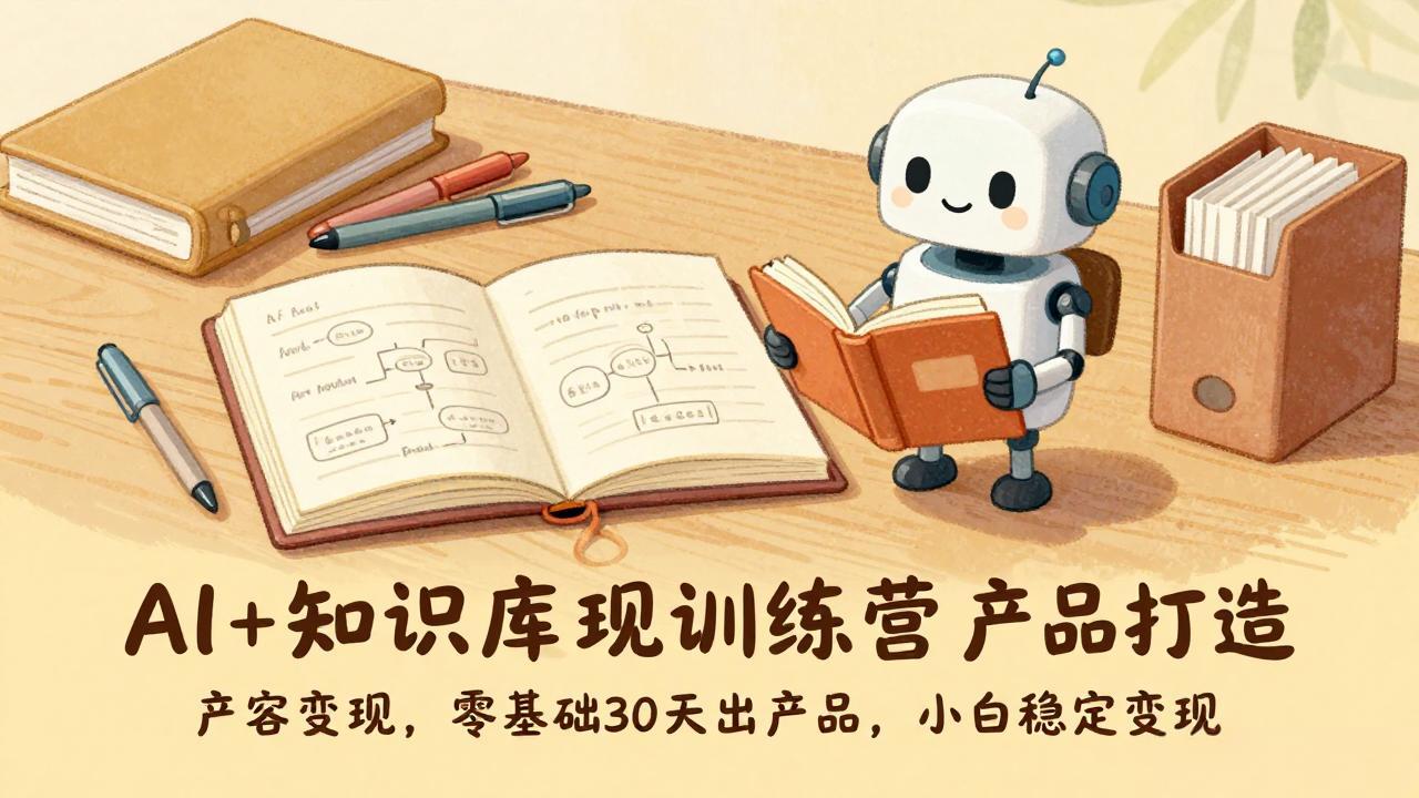 AI+知识库变现训练营，产品打造、内容创作、全平台变现，零基础30天出产品，小白稳定变现-聚业