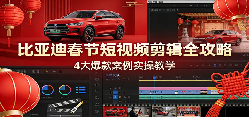 比亚迪春节短视频剪辑全攻略，4大爆款案例实操教学-聚业