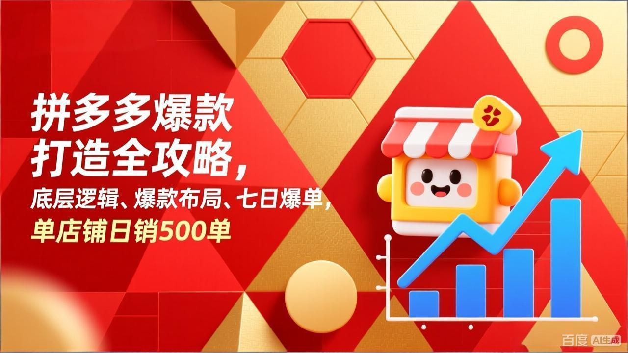 拼多多爆款打造全攻略,底层逻辑、爆款布局、七日爆单,单店铺日销500单-聚业