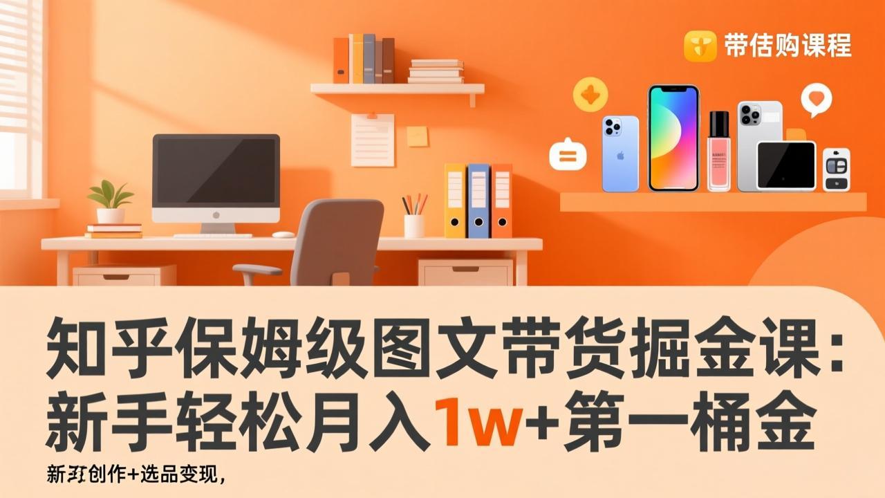知乎保姆级图文带货掘金课：账号打造+爆文创作+选品变现，新手轻松月入1w+第一桶金-聚业