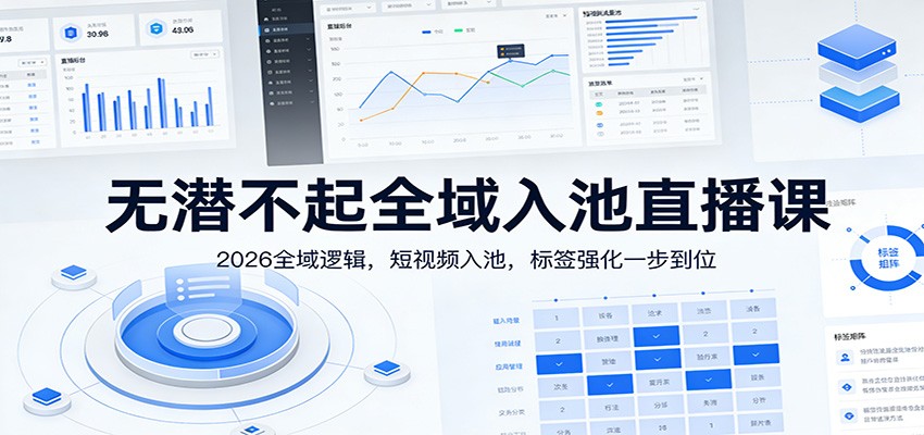 无潜不起全域入池直播课:2026全域逻辑,短视频入池,标签强化一步到位-聚业