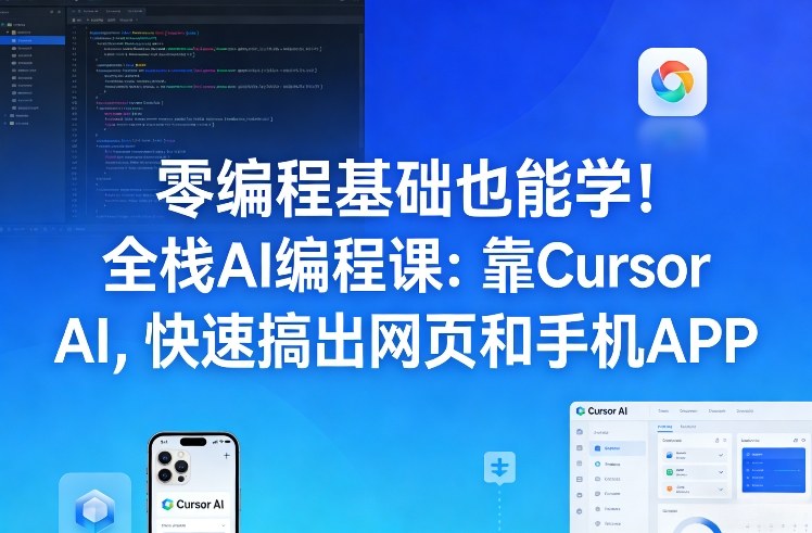 零编程基础也能学!全栈AI编程课:靠Cursor AI,快速搞出网页和手机APP-聚业