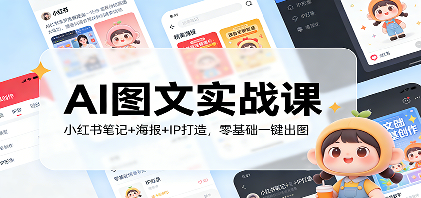 AI图文实战课:小红书笔记+海报+IP打造,零基础一键出图-聚业